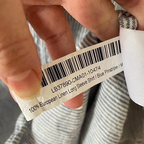 Quince Blue Pinstripe 100% European Linen Buttoned Top Classic Business Spring M - Picture 10 of 10